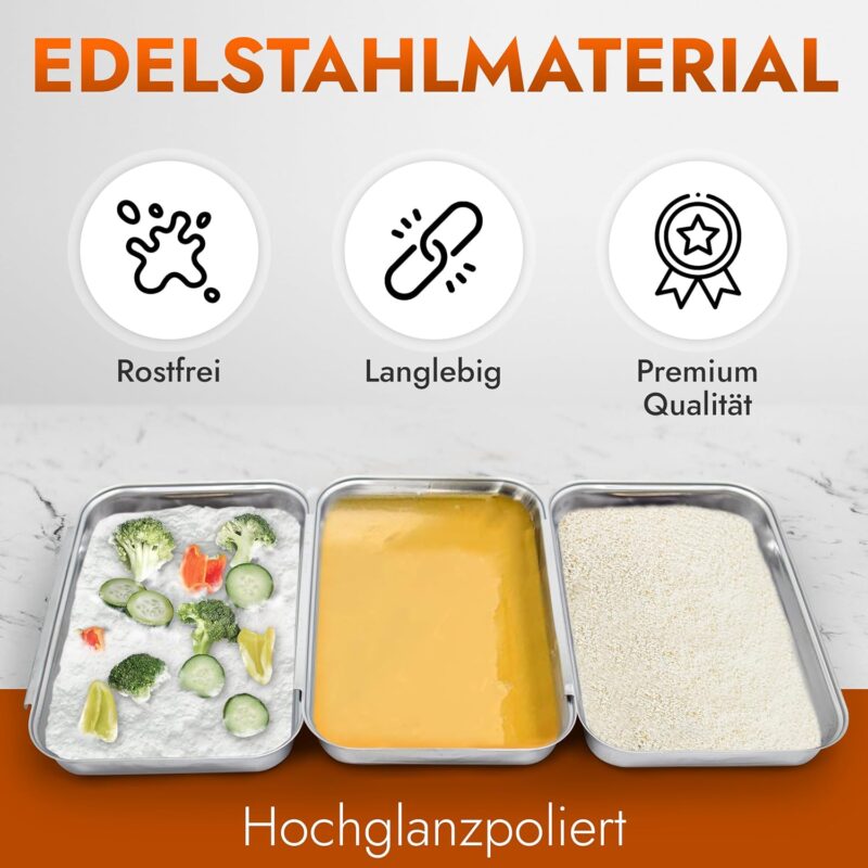 3-teiliges Panierset-Set aus Edelstahl - Spülmaschinengeeignet - Perfekt für Schnitzel – Bild 3