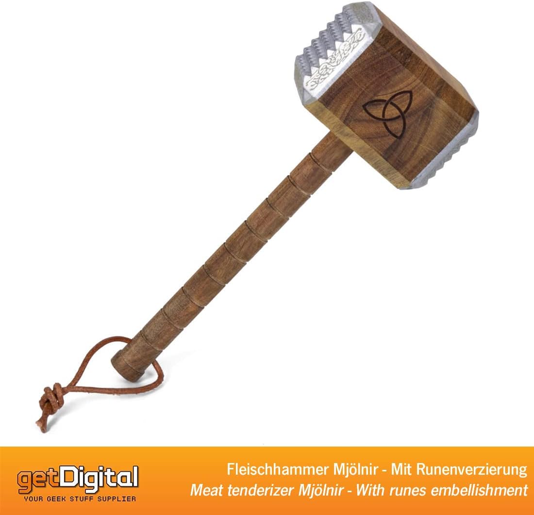 getDigital Mjölnir Meat Hammer - Thor Hammer Meat Tenderiser Made of Acacia Wood and Robust Aluminium - Kitchen Tool & Gift Idea for BBQ Grill and Cooking Fans – Bild 3
