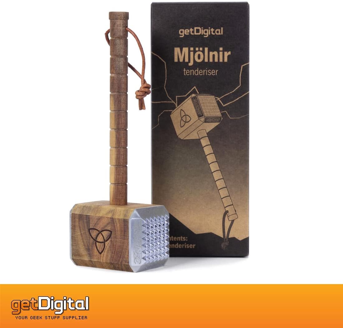 getDigital Mjölnir Meat Hammer - Thor Hammer Meat Tenderiser Made of Acacia Wood and Robust Aluminium - Kitchen Tool & Gift Idea for BBQ Grill and Cooking Fans – Bild 4