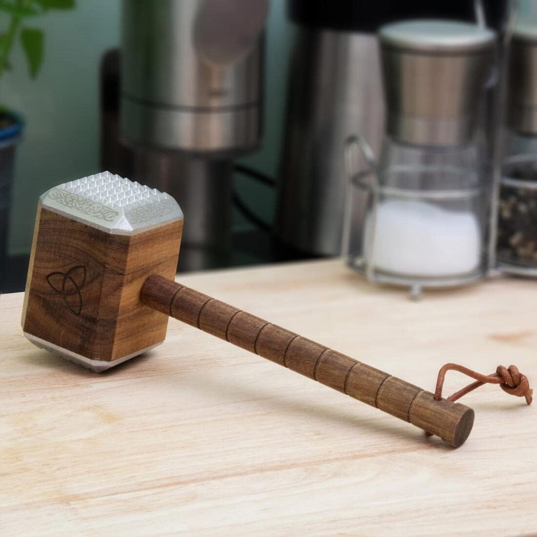 getDigital Mjölnir Meat Hammer - Thor Hammer Meat Tenderiser Made of Acacia Wood and Robust Aluminium - Kitchen Tool & Gift Idea for BBQ Grill and Cooking Fans – Bild 2