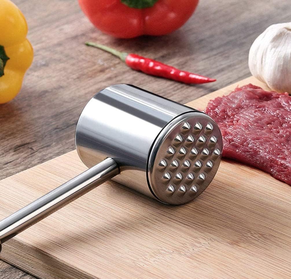 Marindo Meat Tenderiser Set - Meat Tenderiser & Cleaning Brush Including Stainless Steel Cutlet Tenderiser Double-Sided Meat Hammer Dishwasher Safe Meat Tenderiser with 20 Stainless Steel Blades – Bild 2