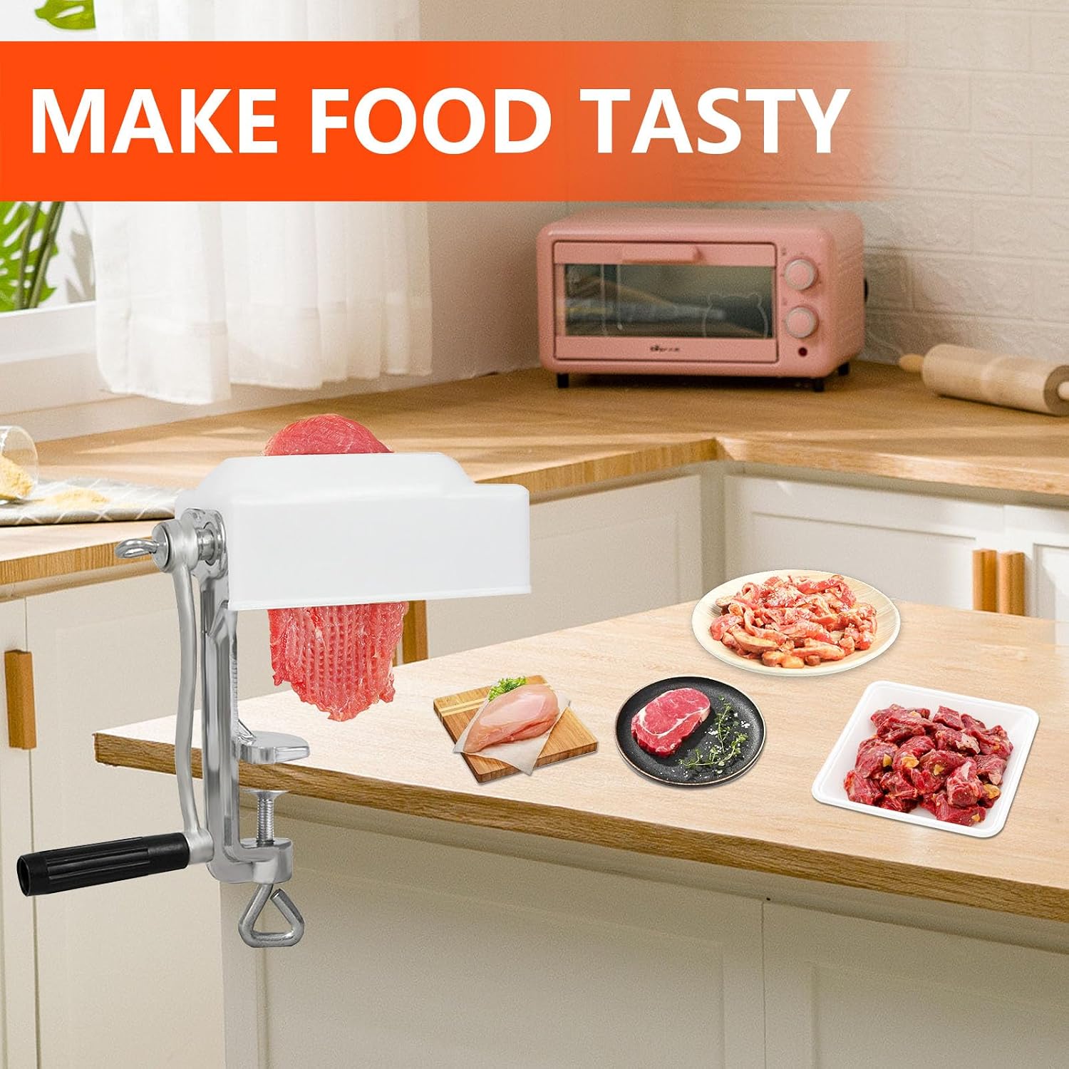 Meat Tenderiser Machine, Metal Meat Tenderiser Tenderiser Hand Crank Steaker Meat Tenderiser Cube, Household Small Tenderiser for Tenderising Meat, Chicken, Steaks, Pork – Bild 8