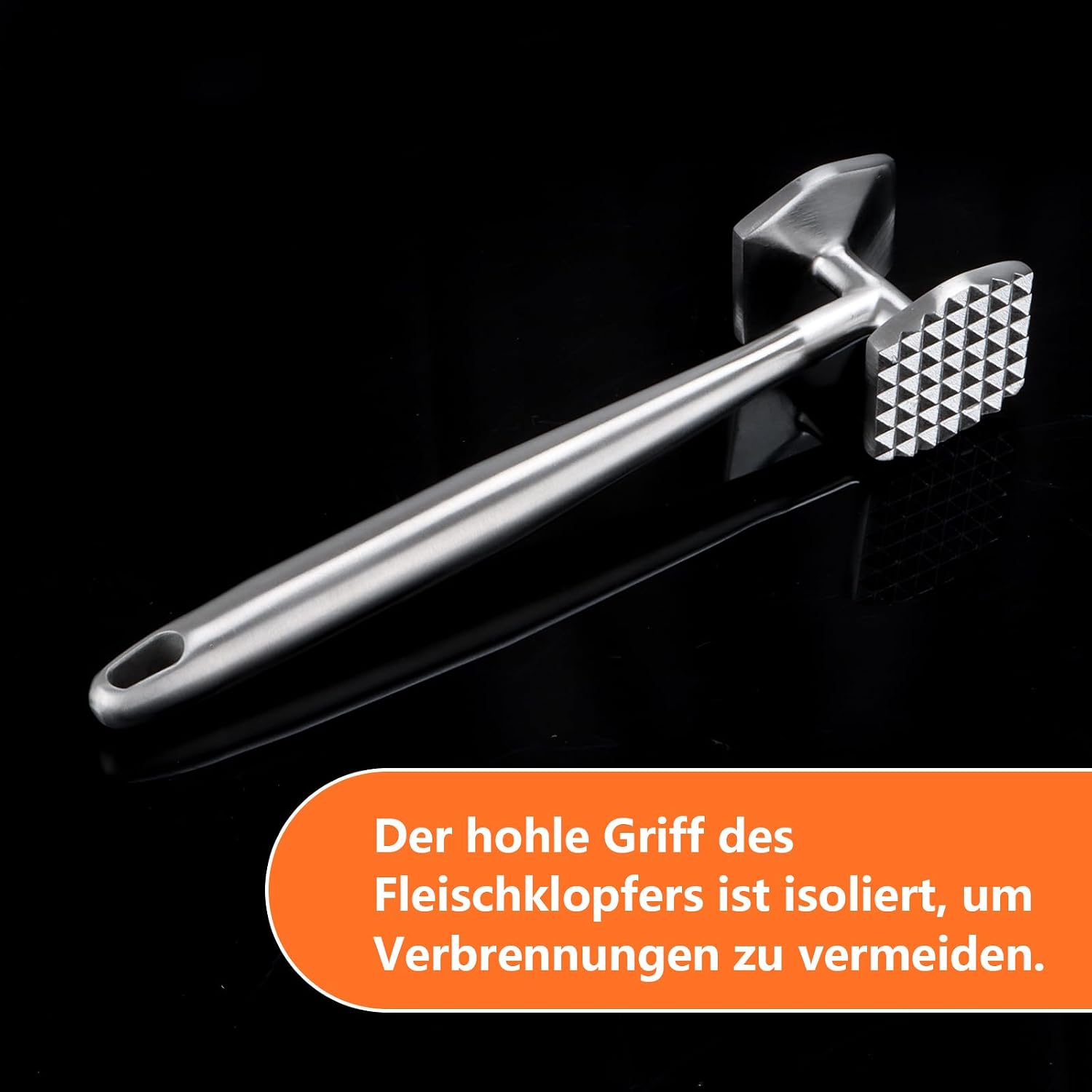 YOUNTHYE Meat Tenderiser 26 cm Stainless Steel Double-Sided Cutlet Tenderiser Strong Durable Meat Hammer for Steak, Chicken, Beef, Pork, Cutlets, Chops – Bild 5