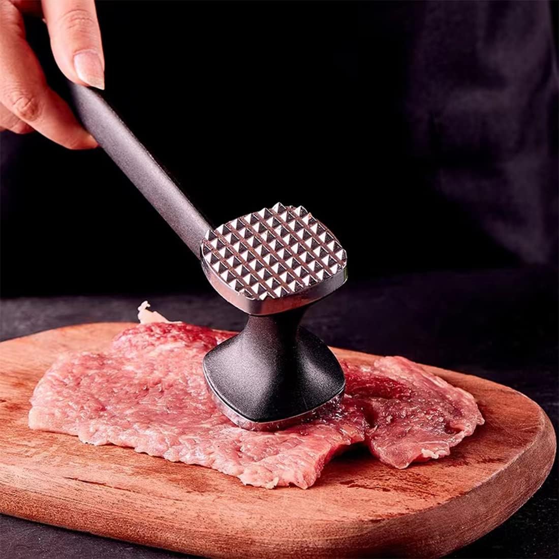 Meat Tenderiser, Double-Sided Stainless Steel Meat Tenderiser with Non-Slip Handle, Meat Hammer for Steak, Chicken, Pork, Dishwasher Safe – Bild 3