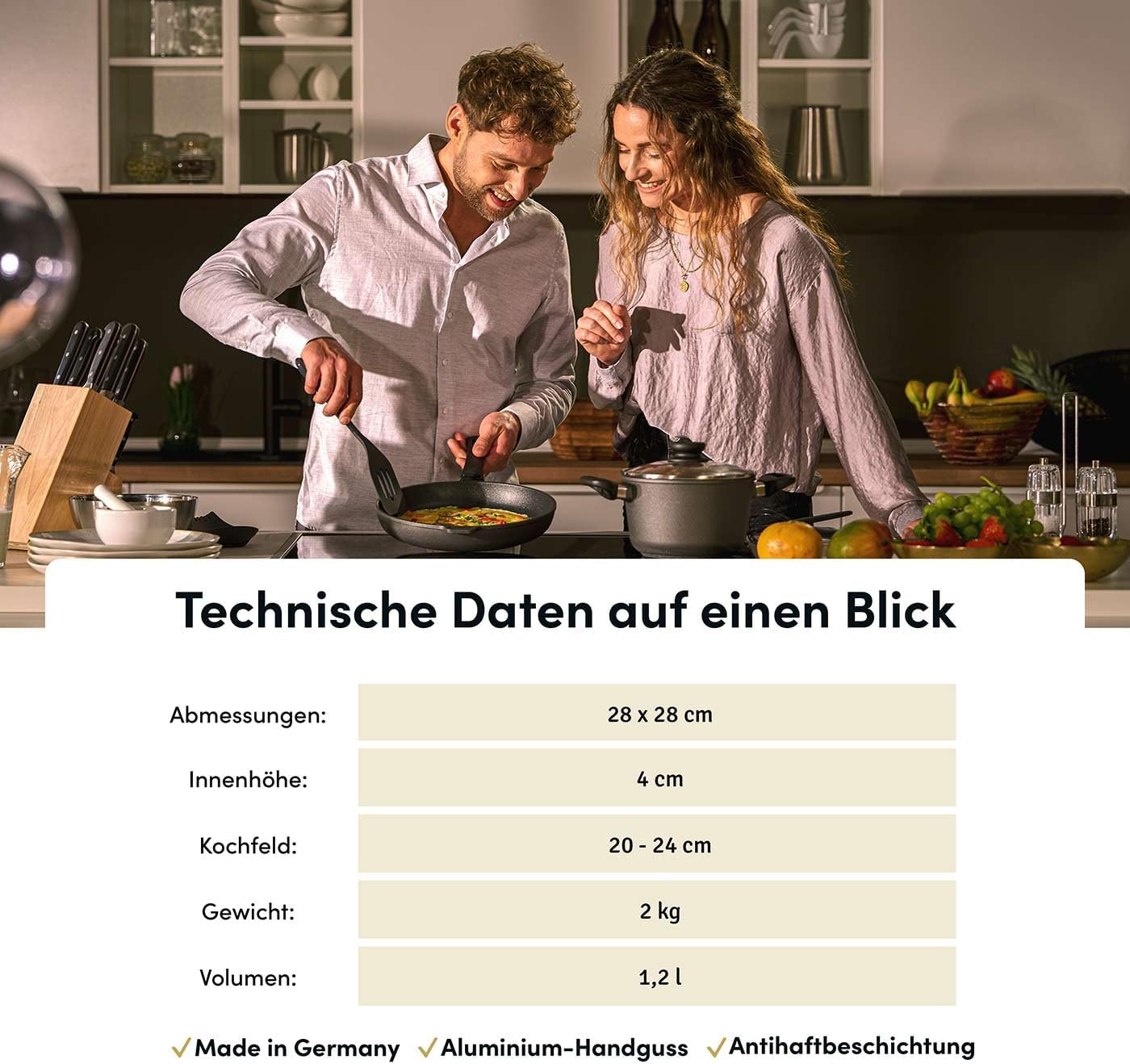 Frying Pan for Induction Cookers, High Rim, Made in Germany – Bild 2