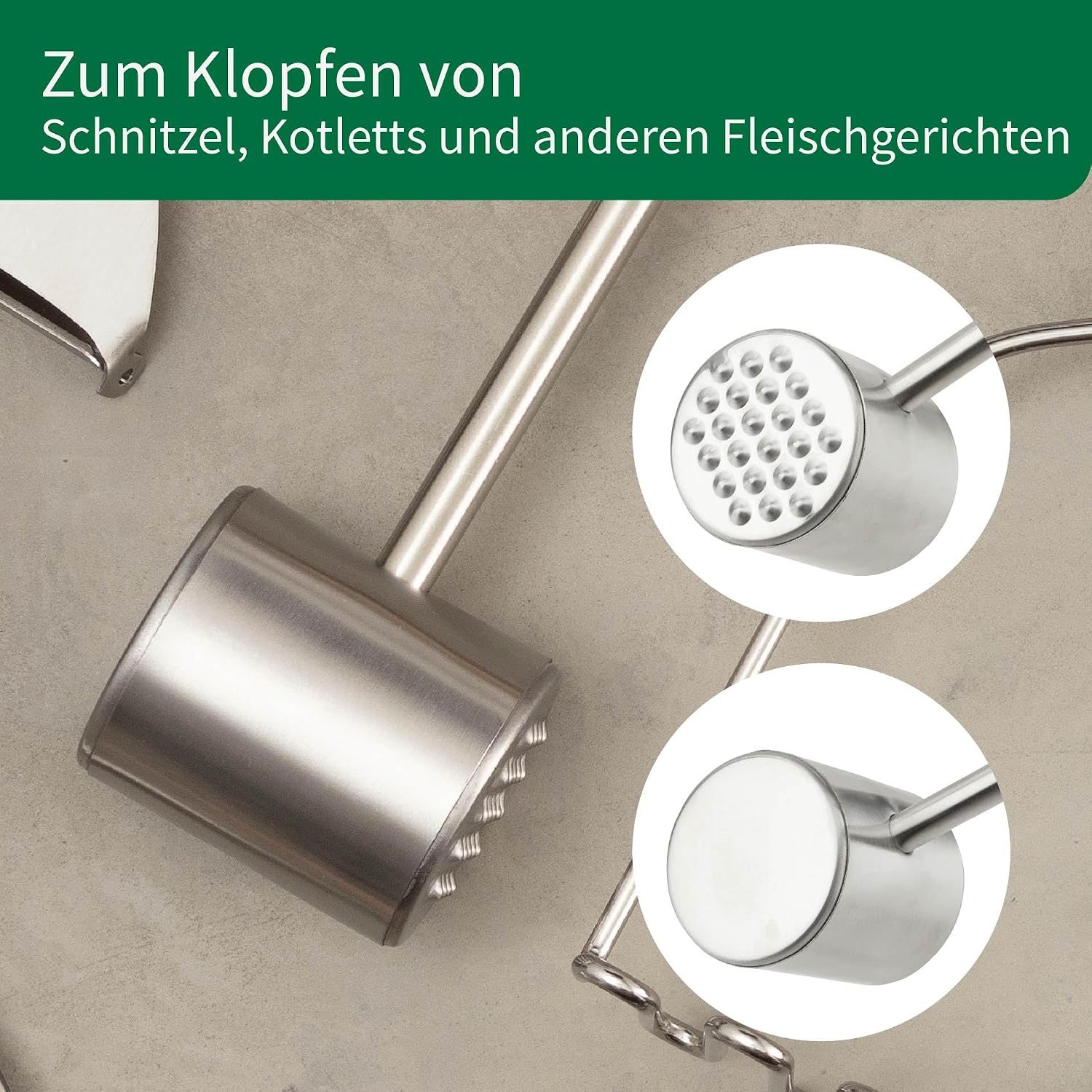 Chefkoch trifft Fackelmann - High Quality Stainless Steel Meat Tenderiser Ideal for Schnitzel & Co, Dishwasher Safe, Robust and Durable – Bild 4